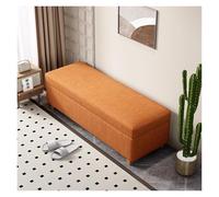 WIGSELBL Banc de rangement en lin pour chambre à coucher, long coffre de rangement, banc ottoman moderne du milieu du siècle pour le salon (orange, 120 cm)