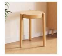 WIGSELBL Ensemble de 4 tabourets empilables en bois, chaises d'école portables en rotin sans dossier avec partie supérieure ronde, tabourets empilables, tabourets de cuisine pour salle à manger (style