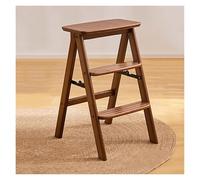 WIGSELBL Escabeau pliant en bois à 3 marches, tabouret de rangement en bois 2-en-1 avec étagère à fleurs pour la cuisine de la maison, échelle de marche antidérapante portable (trois marches)