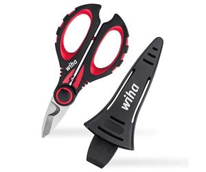 Wiha 160 mm SB Prof. Elec - Câble Ciseaux avec fonction à sertir, pour le raccourcissement, abmanteln, dénuder & sertir de câbles, avec étui de protection avec clip Z71716006SB