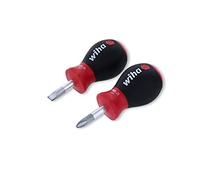 Wiha 31191, jeu de tournevis à fente (stubby) 6,5 mm x 25 mm et à tête cruciforme nº2 par 25 mm avec poignée SoftFinish