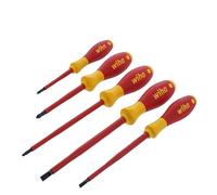 Wiha 32059 Lot de 5 tournevis plats isolés SoftFinish fendu/Phillips/carrés