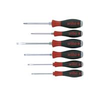 Wiha Jeu de tournevis SoftFinish 21250 – 6 pièces Fente/Phillips, 6 pans, disque de frappe