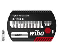 Wiha Bit Set FlipSelector Standard 13 pcs. I 25 mm mélangé 1/4" I Porte-embout magnétique I Ouverture par simple pression sur un bouton (39078)
