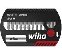 Wiha Bit Set FlipSelector Standard 13 pcs. I 25 mm Pozidriv, TORX 1/4" I Porte-embouts magnétique I Ouverture par simple pression sur un bouton (39040)