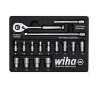 Wiha Jeu de clés à cliquet Wiha 1/4" 17 pièces avec insert en mousse (44683) Quantité:1