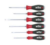 Wiha Jeu de tournevis SoftFinish 21250 – 6 pièces Fente/Phillips, 6 pans, disque de frappe