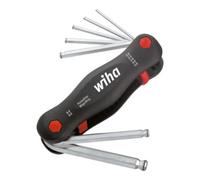Wiha Jeu de tournevis 7p tête sph.6 pans ouv.2/2,5/3/4/5/6/8mm dans support pliable, Quantité:1