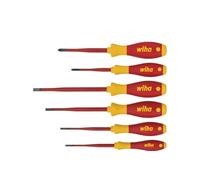 Wiha Jeu de tournevis isolés SoftFinish slimFix électricien (35389), lot de 6 Fente ou plat et cruciforme ou PH
