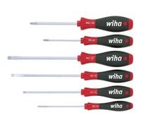 Wiha Jeu de tournevis SoftFinish 6 pièces (07152) Fente 3,5/4,5/5,5/6,5 PH1/PH2 Lame chrome mat