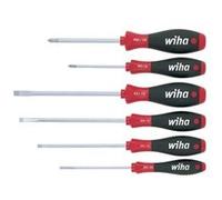 Wiha Jeu de tournevis SoftFinish 6 pièces (07152) Fente 3,5/4,5/5,5/6,5 PH1/PH2 Lame chrome mat