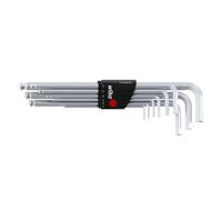 Wiha Jeu de clés mâles en étui Compact 01418 – Six pans à tête sphérique, chromées mat, 9 pcs