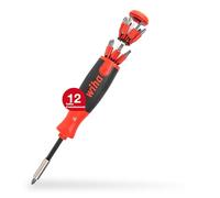 Wiha LiftUp 25 Jeu de tournevis, lot de 12 embouts (38605) Jeu de tournevis avec magasin d'embouts comprenant embouts standard, porte-embout, fente cruciforme, TORX