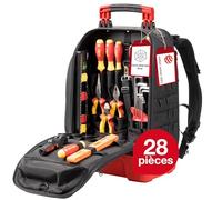 Wiha Sac à dos d'outils électricien professionnel de chantier robuste durable avec compartiment ordinateur et coque solide étanche (45528)