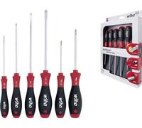 Wiha 07153 Lot de 6 tournevis SoftFinish pour tous les jours, l'artisanat, l'industrie I Plat/Croix