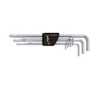 Wiha Jeu de clés mâles en étui Compact 01418 – Six pans à tête sphérique, chromées mat, 9 pcs