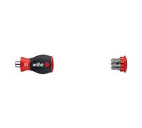 Wiha Wiha Tournevis porte-embout avec magasin d'embouts Phillips, fente avec 6 embouts, Stubby, 1/4" sous blister (33738) Quantité:1