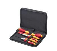 Wiha Kit d'outils électricien 26755 – 5 pièces, tournevis et pinces (demi-ronde, coupante diagonale)