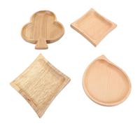 WIHFHGZ Plateau de Service en Bois, Set de 4 Plateaux Japonais Décoratifs, Plateau Apéritif en Bois Naturel - Bois Massif, Design Écologique, Polyvalent pour Cuisine