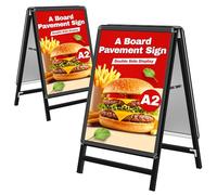 WIIGO Panneau de Trottoir A2 - Stop Trottoir Extérieur, A-Board Double Face Porte-Affiche, Signe pour la Publicité, Restaurants & Parkings (Noir, A2)