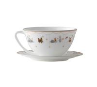 Wik & Walsøe Tasse à thé avec soucoupe Julemorgen Story Blanc-multi