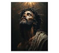 WIKEO Jésus Christ Icône Affiche Jésus dans les images de la souffrance ImpriméS D'Art Pour,Salle De Bain,Coucher,Murale,Salon,Impression sur toile Jesus Christ(Brown 5)-60x90cm Sans cadre