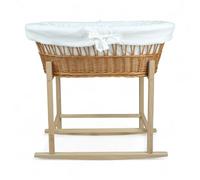 Wiklinopol Couffin Bébé OLIWIA II - Berceau en Osier avec Support en Bois - Ensemble Complet avec Matelas & Linge en Mousseline Blanc, Respirant, Lavable & hypoallergénique