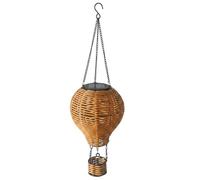 Wilafury Lanterne Solaire en Forme de montgolfière, Lampes solaires à Suspendre en extérieur, Lanterne Creuse en Forme de rotin pour l'extérieur, décoration Jardin, Kaki