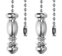 Wilafury Lot de 2 chaînes de tirage pour ventilateur plafond, rallonge 30, 5 cm en alliage avec pendentif vintage, pendentif métallique élégant avec chaîne à perles, argenté, 12 pouces