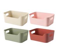 Wilafury Paniers de rangement en plastique 4 pièces, bacs de rangement empilables pour cuisine, garde-manger, salle bain et étagères, 24.3x17x10 cm