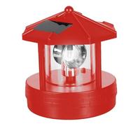 Wilafury Phare solaire de jardin, phare LED rotatif à 360 degrés, étanche, pour pelouse, patio, étang, cour et décoration extérieure, rouge