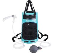 Wild Heart Douche de Camping 22 l - Douche Portable pour Camping avec Pompe à Pied comprimé et Sac à Dos de Douche pour Le Camping (Turquoise-1)