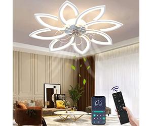 Wildcat Ventilateur de Plafond avec Éclairage Silencieux Moderne Led avec Télécommande Minuterie Forme de Fleur Design Ventilateur Plafonnier pour Chambre Cuisine (90CM)