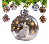 Wildlife Animal Wonders Collection Crystal Glass Ornament,3D Vivid Playful Animal Ball Christmas Decoration,Handcrafted Clear Ball Hanging for Christmas Tree,Home Decor,Holiday Keepsake (Rabbit)