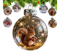Wildlife Animal Wonders Collection Crystal Glass Ornament,3D Vivid Playful Animal Ball Christmas Decoration,Handcrafted Clear Ball Hanging for Christmas Tree,Home Decor,Holiday Keepsake (Squirrel)