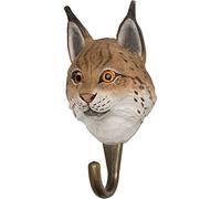 WILDLIFEGARDEN Wildlife Garden WG502 Haken Luchs - Handgeschnitzter Tierhaken aus Holz und Metall - Sammlung Europäische Tiere