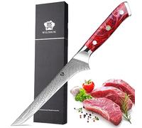 WILDMOK Couteau à désosser, Damas Super Steel Forgé 67 couches Couteau à désosser Couteau à filet 17,8cm, Coupe de viande, Parage, Désossage, Manche en résine pleine soie Comprend un coffret cadeau