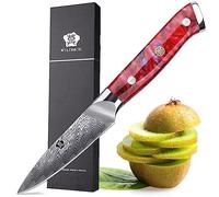 WILDMOK Couteau de chef, couteau utilitaire à fruits tranchant de 9 cm japonais VG10 Super Steel 67 couches en acier de Damas pour découper et éplucher Coffret cadeau de luxe avec