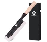 WILDMOK Couteau Nakiri 19.4 cm, Couteau à Légumes Allemand en Acier Inoxydable, Couteau de Chef Asiatique Usuba Pour Gaucher