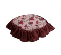 WildOath Galette de chaise ronde florale avec volants, housse de tapis amovible, 45 x 45 cm, style traditionnel (rose)