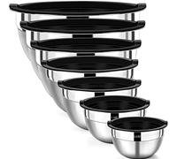 Wildone Lot de 7 bols mélangeurs en acier inoxydable avec couvercles hermétiques, empilables, passent au lave-vaisselle, tailles 5, 3,5, 2,5, 2, 1,5, 1, 0,67 QT, idéal pour mélanger et servir
