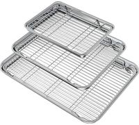 Wildone Plaque à pâtisserie en acier inoxydable avec grille, poêles 16 12 9 inch