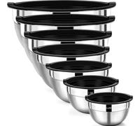 Wildone Set de bols à mélanger en acier inoxydable avec couvercles hermétiques - Empilables - Lavables au lave-vaisselle - Set de 7 - Taille 5, 3.5, 2.5, 2, 1,5, 1, 0,67 QT