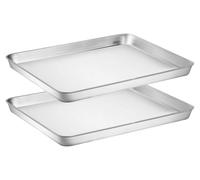 Wildone Set de feuilles de cuisson en acier inoxydable, 40.6 x 30.5 x 2.5 CM, Non toxique & Sain, Facile à nettoyer