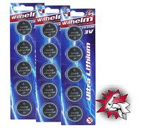 WILHELM CR2430 Lot de 15 piles bouton au lithium 3 V 270 mAh Ø 24,3 x 3 mm