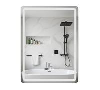 WILITTO Miroir de salle de bain rectangulaire mural anti-buée avec interrupteur tactile et LED avant et arrière - 60x80x3cm