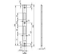 WILKA gâche en U Nirosta P643 24x6x245 mm, pour portes de secours