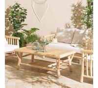 Will - table basse rect. En branches de bois de teck double plateau
