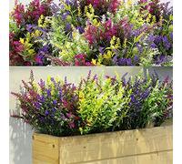 WILLBOND 12 Buissons de Lavande Fleurs Artificielles pour Plantes Résistantes à UV pour Arrangement Floral, Centre de Table, Jardin Maison (Couleur Mixte)