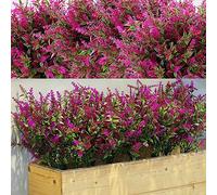 WILLBOND 12 Buissons de Lavande Fleurs Artificielles pour Plantes Résistantes à UV pour Arrangement Floral, Centre de Table, Jardin Maison (Rouge Violacé)